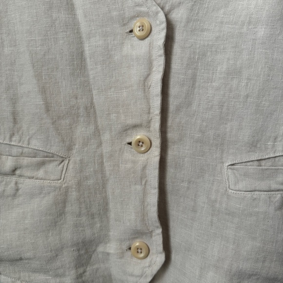 NWT Size XL Tan vneck Sleeveless Button Down Pockets Linen Vest - Mate the Label - Picture 9 of 15